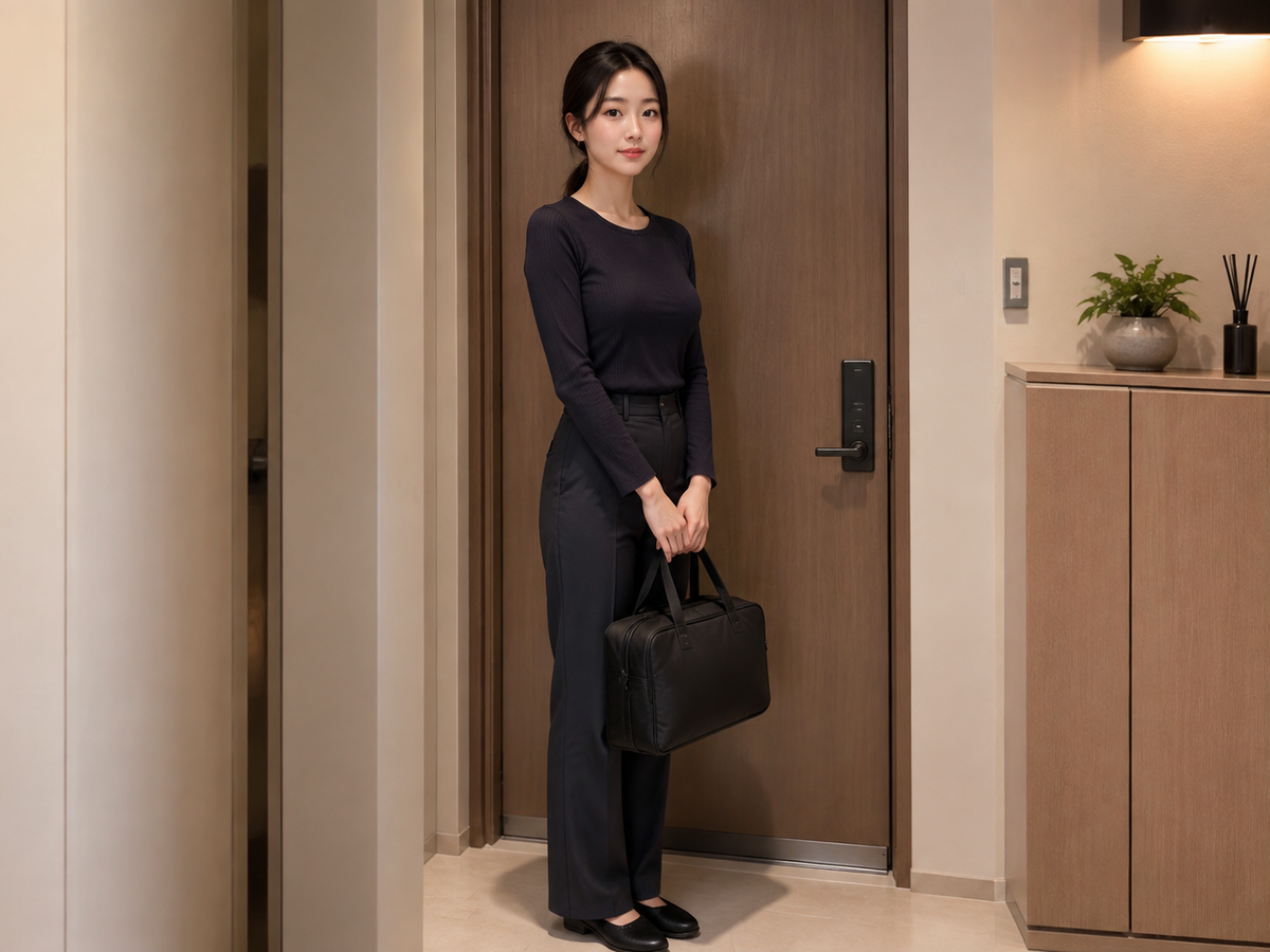 평택 방문 홈케어 일정을 준비하는 젊은 성인 한국 여성 관리사